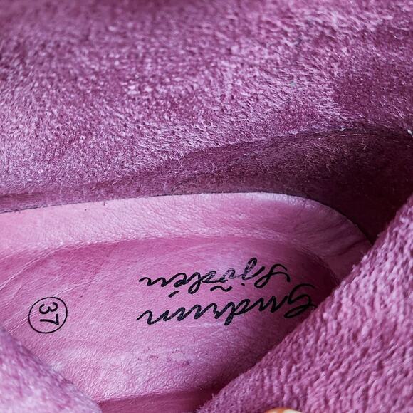 Gudrun Sjoden Purple Leather Boot Floral Embroidery Shabby Chic Boho Lagenlook - Picture 13 of 14